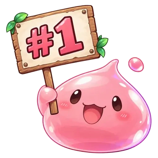 Poring holding a number-one placard